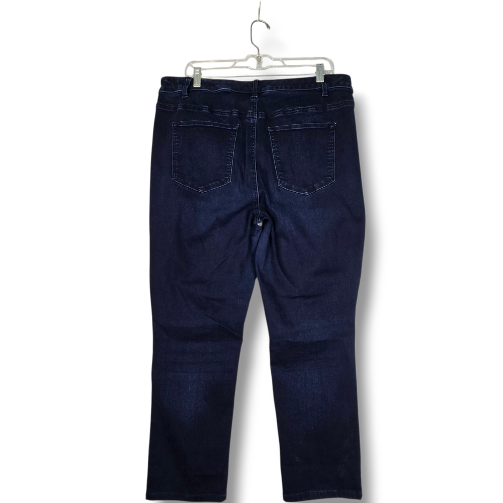 Talbot's Straight Leg High Rise Jean Womens sz 16W Dark Blue Wash Stretch Denim - Picture 10 of 16